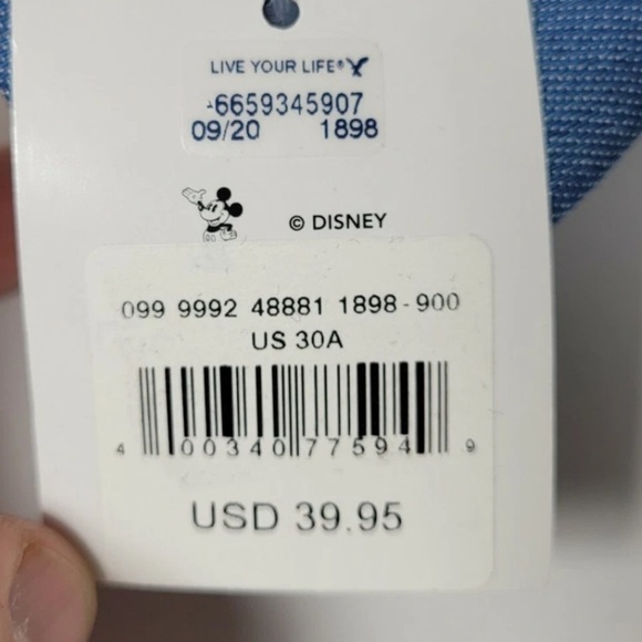 NWT Disney X AEO American Eagle Exclusive Denim Mickey Mouse Plush Collab 12in - Picture 5 of 5